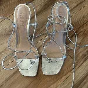 Schultz silver strappy heels